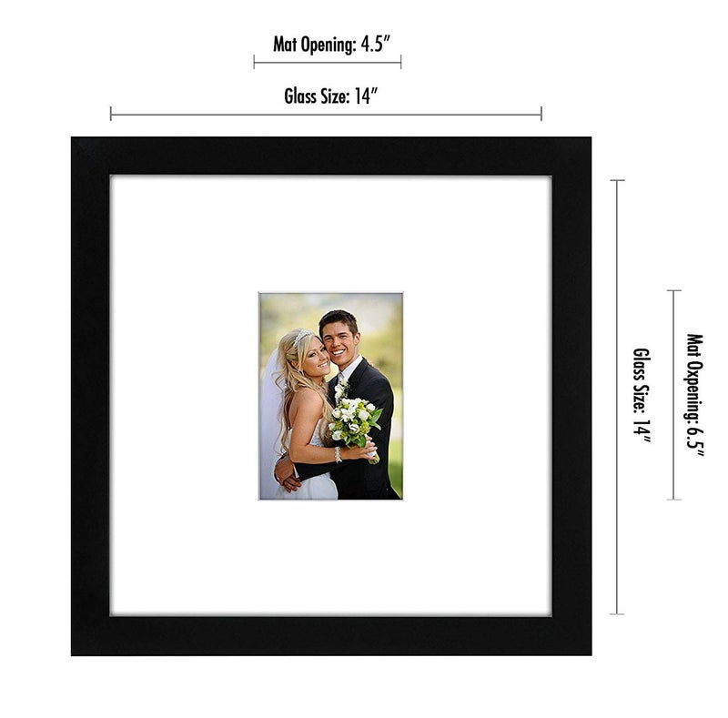 Americanflat 14x14 Wedding Signature Frame with Shatter-Resistant Glass - Use as 5x7 Frame with Mat or Display 14x14 Photos Without Mat - Signature Collection - Autograph Frames for Wall - Black - Image 2
